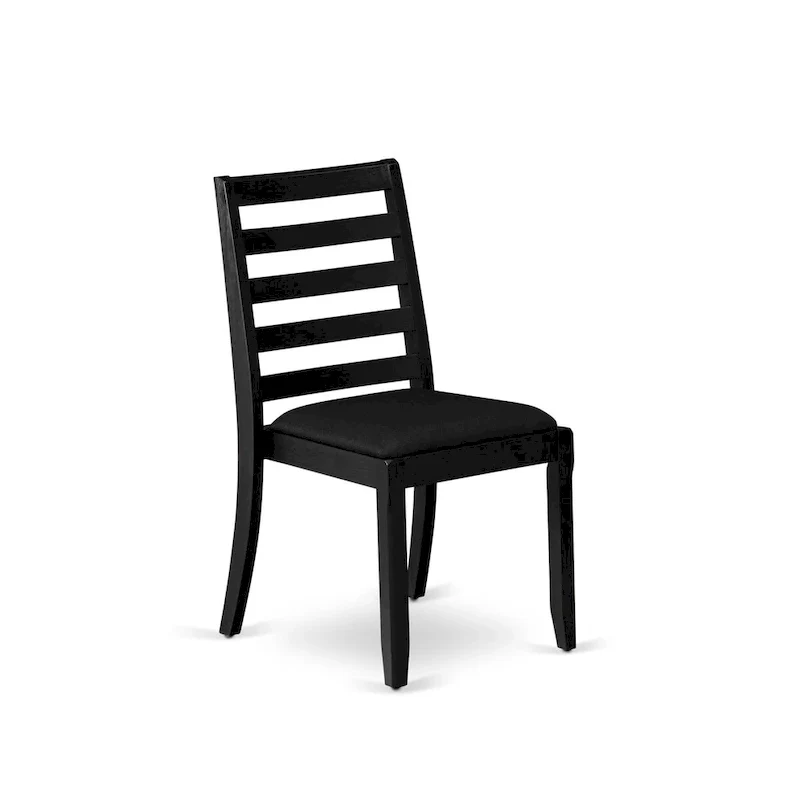 East West Furniture dining room set - a kitchen table & Stackable dining chairs - Wire-brushed Black (Pieces & Seat Options)