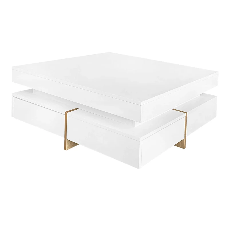 High Gloss Coffee Table with 4 Drawers - 2-Tier