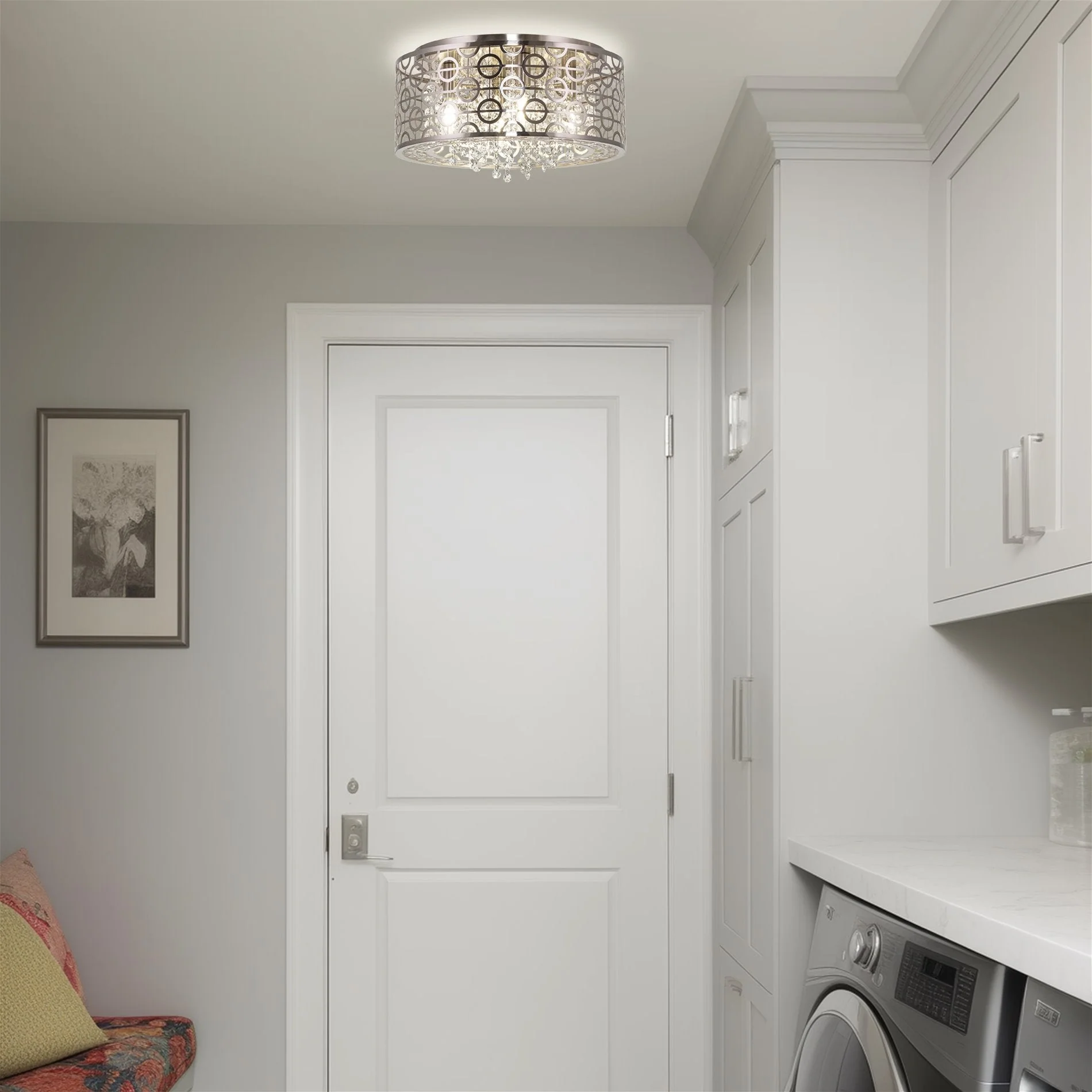 Brielle 15 Modern Chic 4-Light Crystal Flush Mount Chandelier