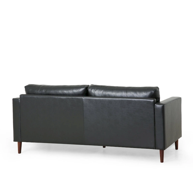 Modern 82.25 Faux Leather 3-Seater Sofa with Wood Legs