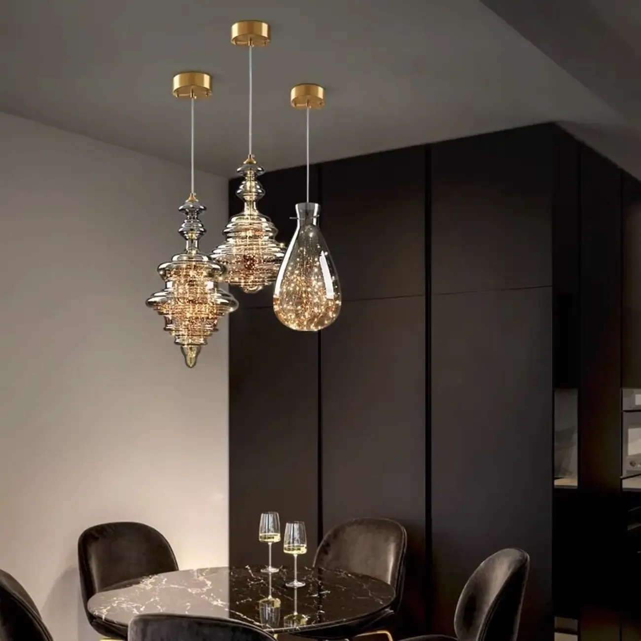 Modern Clear Glass Dining Room Pendant Light