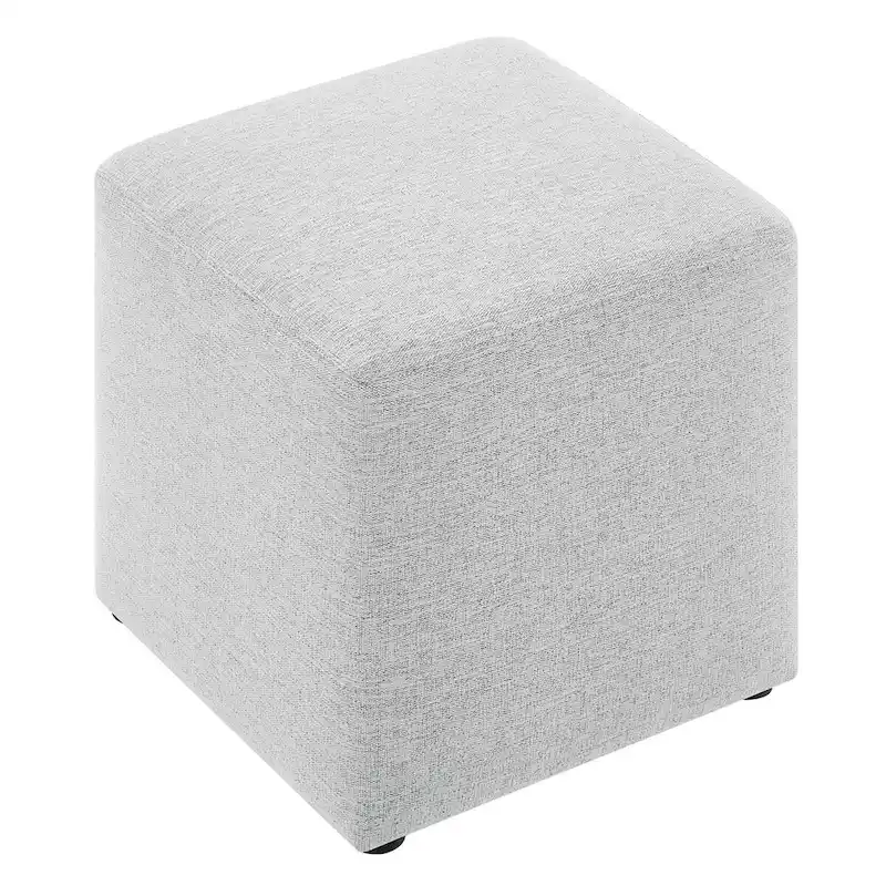 Callum 17/28 Square Woven Heathered Fabric Upholstered Ottoman