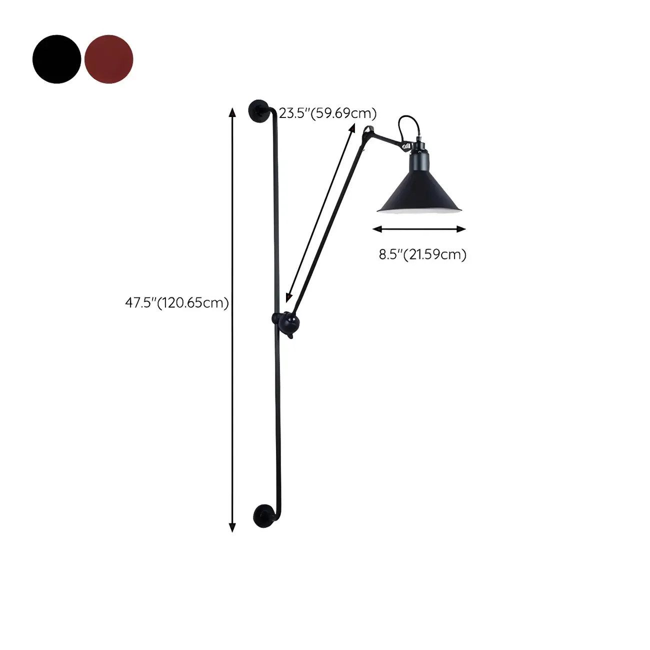 Modern Metal Black Adjustable Swing Arm Wall Light