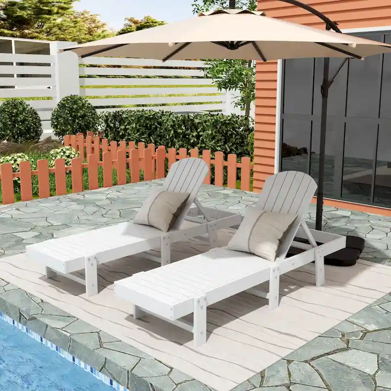 Polytrends Altura Armless Poly Eco-Friendly All Weather Reclining Chaise Lounge (Set of 2)