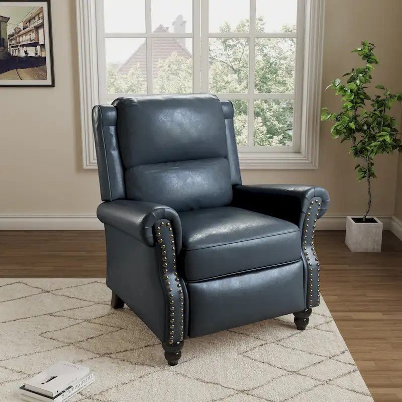 Manual Glider Pushback Recliner Chairs with Nailhead Trim