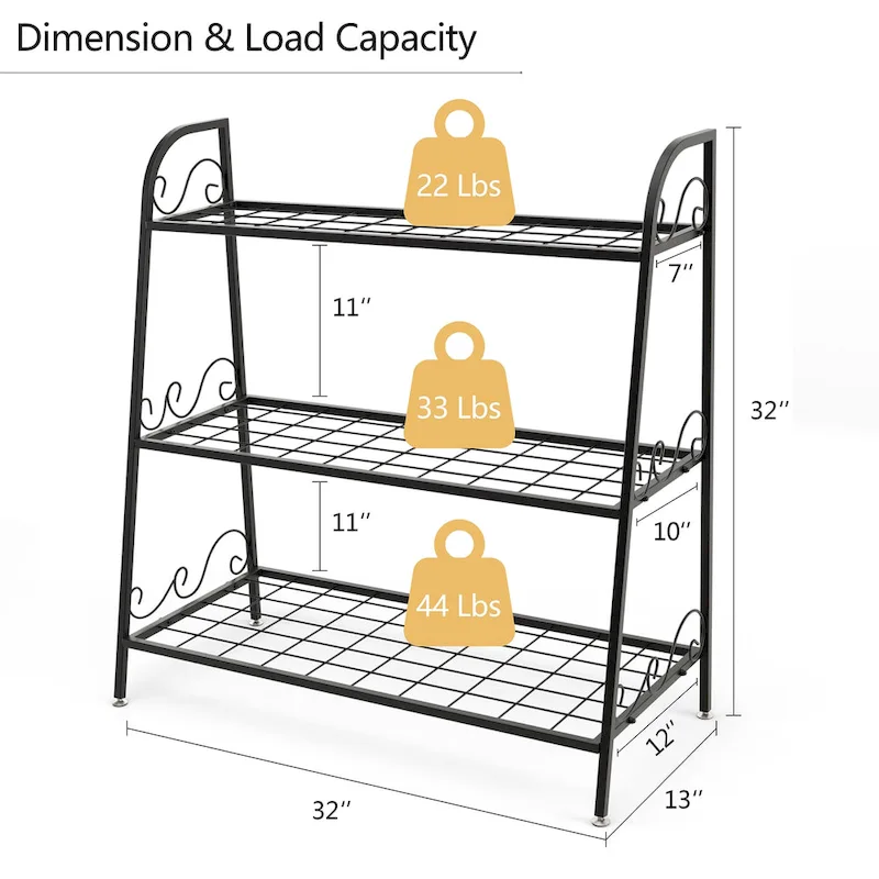 Costway 3-tier Metal Plant Stand Shelf Flower Pot Holder Display Rack