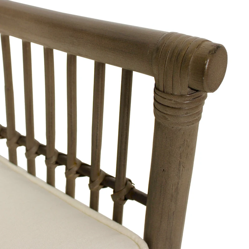 Rattan Slat Back Cushioned Arm Dining Accent Chair by East at Main - 24x25.5x39.25