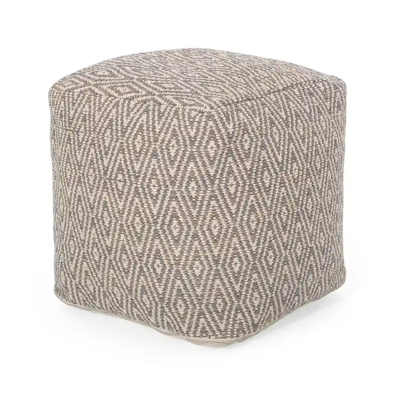 Boven Hand-Crafted Cotton Cube Pouf by Christopher Knight Home