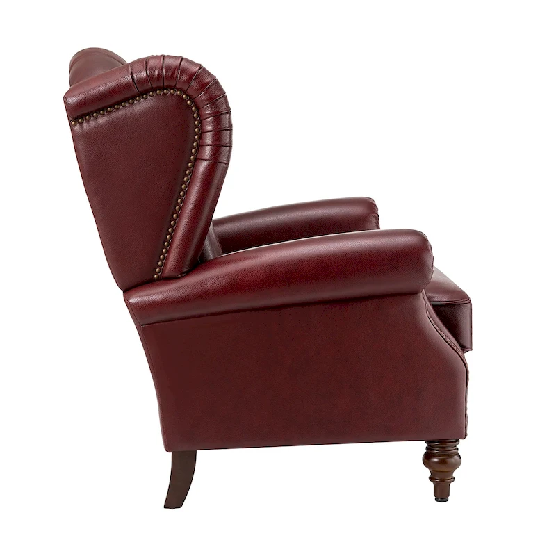 Alex Classic Wingback Leather Armchair with Nailhead Trim Set of 2 by HULALA HOME