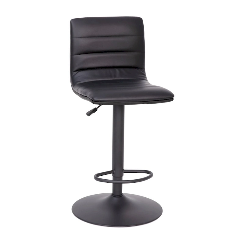Modern Channel Stitched Adjustable Height Swivel Barstool with Footrest