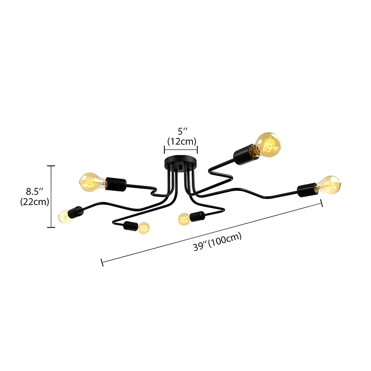 Industrial Branch Metal Semi Flush Ceiling Light