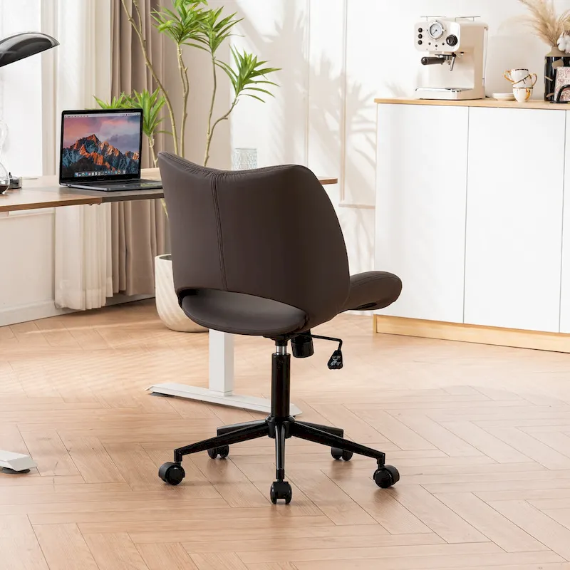 Swivel Armless Ergonomic Office Chair with Wheels