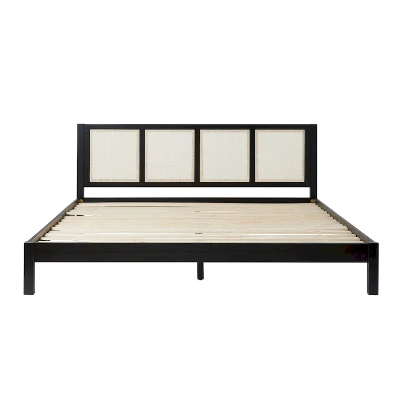 Middlebrook Designs Boho Solid Wood Rattan Headboard King Bedframe