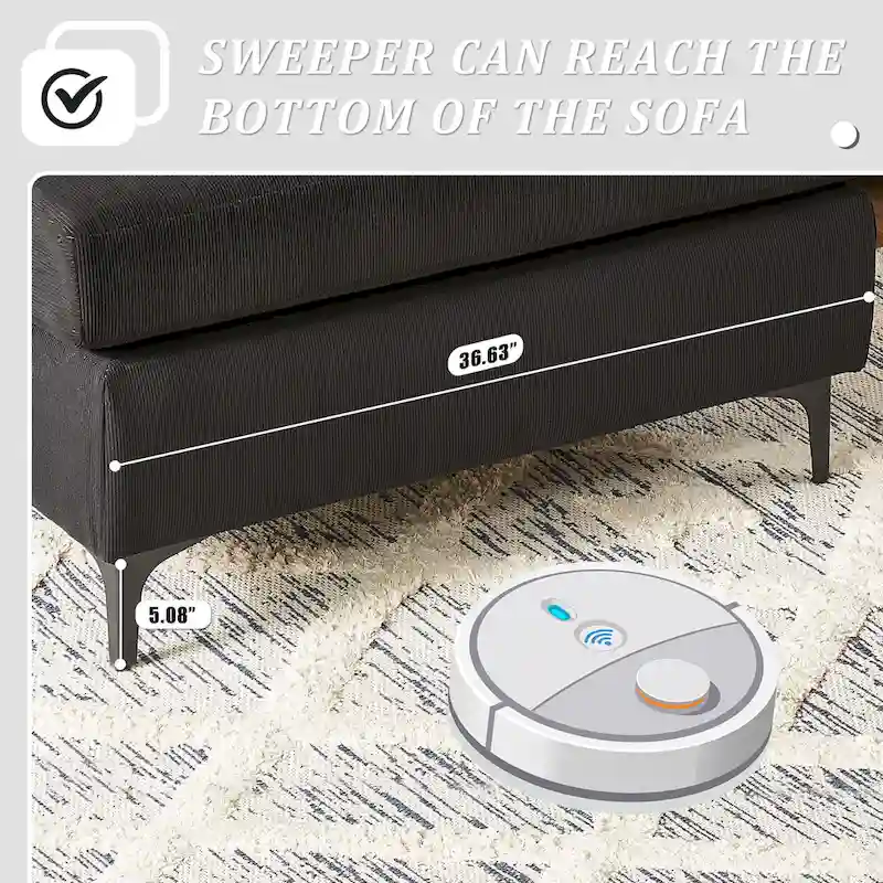 Reversible Chaise Sofa, Suede Fabric, Metal Legs, Spring Coils, Light Brown/Brown/Grey/Blue/Beige