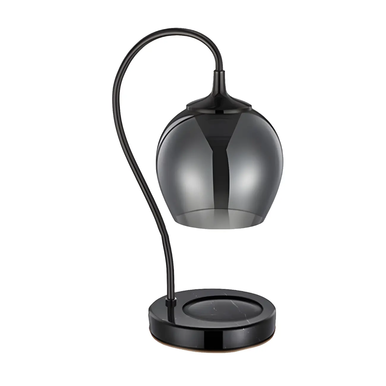 Modern Black Metal Glass Globe Table Lamp with Cup Holder Base