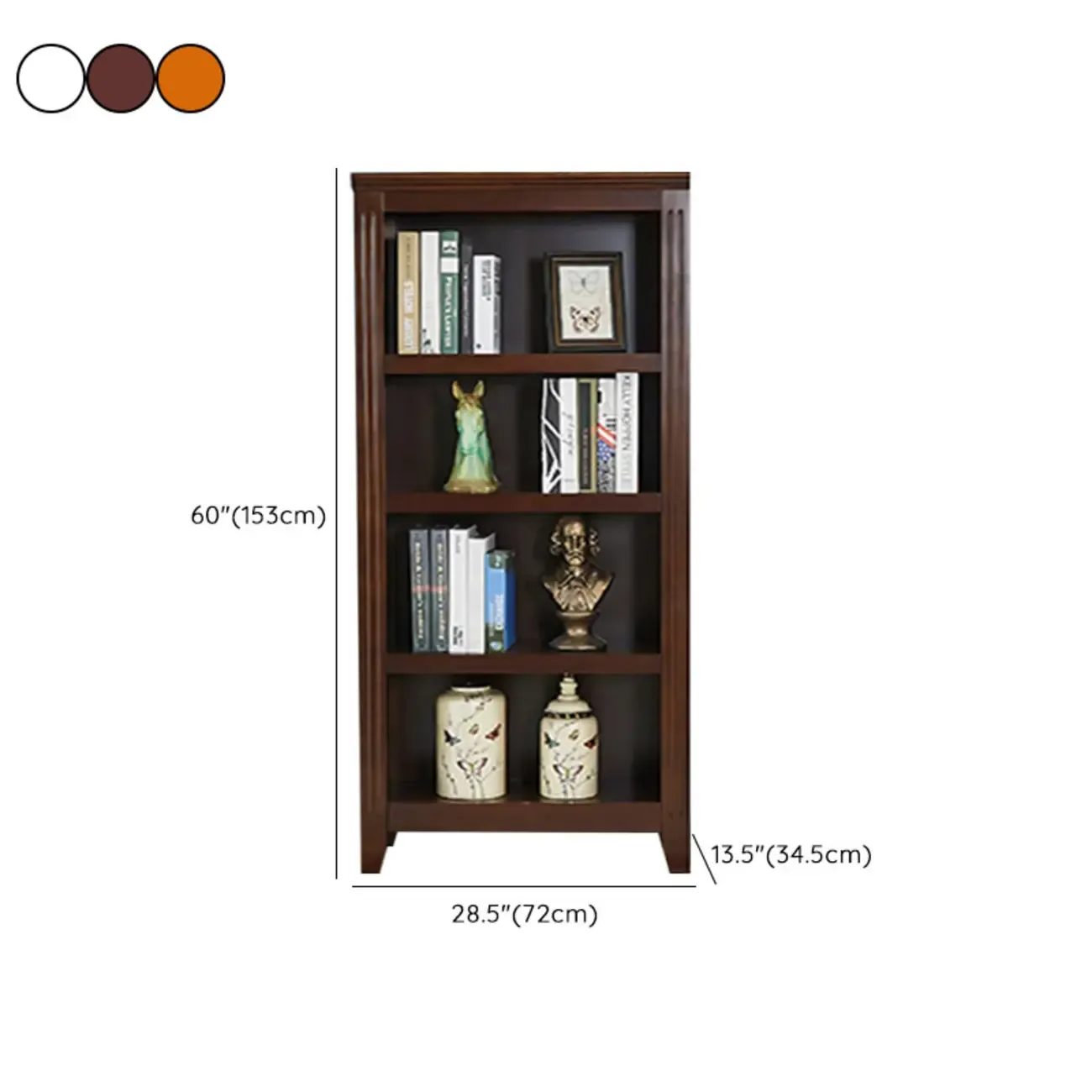 Classic Birch Wood 5-Tier Vertical Barrister Bookcase