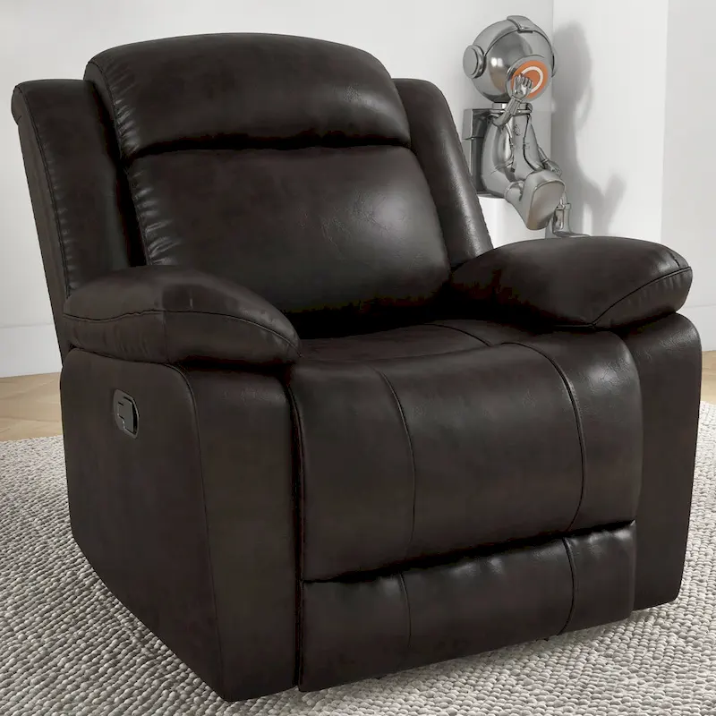 Manual Recliner Chair with Overstuffed Arm and Back