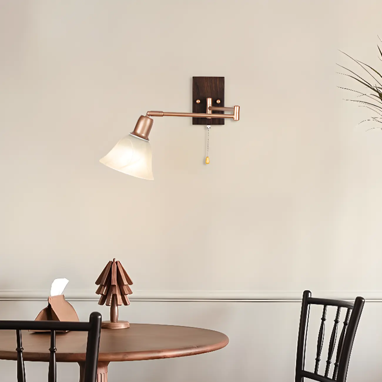 Elegant Swing Arm Wall Mount Light with Pull Chain Switch