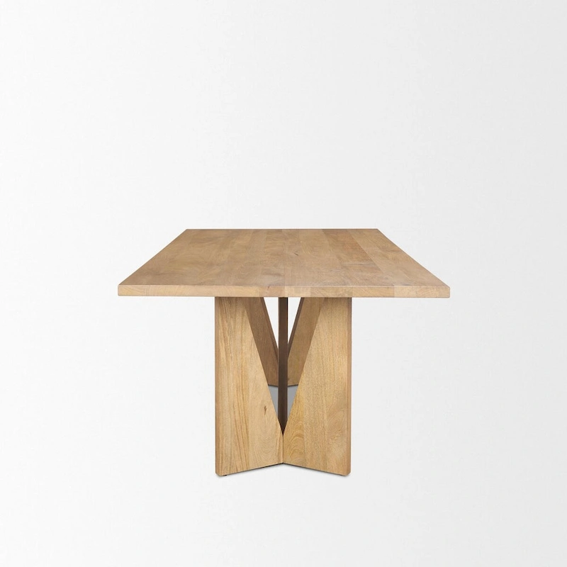 Tarro 84  Rectangular Light Brown Wood w/ Geometrical Base Dining Table - 84.0L x 42.0W x 30.0H