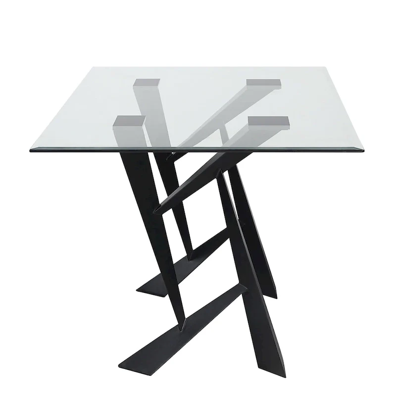 Modern Black 58-inch Glass Top Dining Table