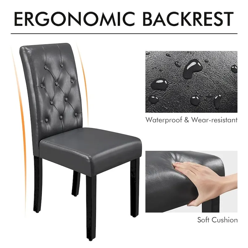 Yaheetech Button Padded Dining Chair with Solid Wood Legs Set of 2 - Set of 2
