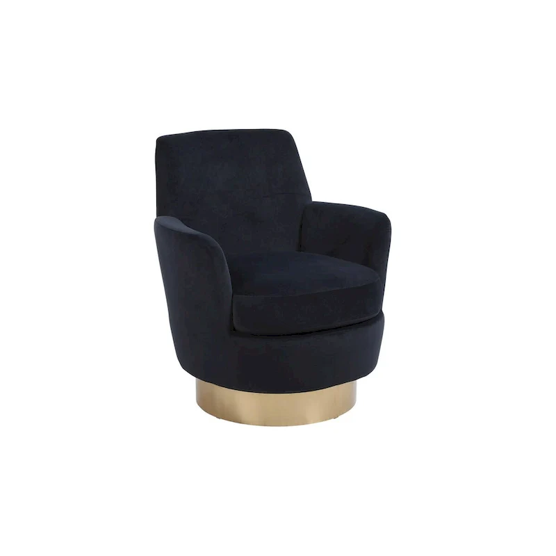 Velvet Swivel Barrel Chair, Swivel Accent Chairs Armchair, Reading Chairs, Round Barrel Chairs with Gold Stainless Steel Base