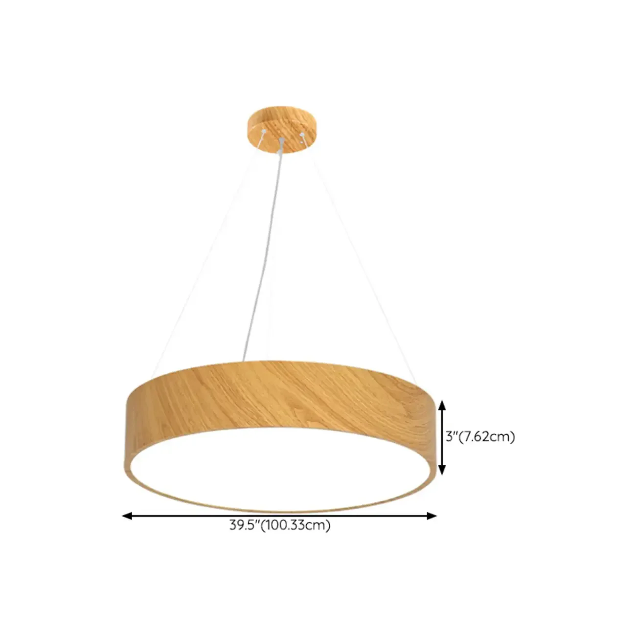Modern Circular Wood LED Chandelier with Adjustable Height