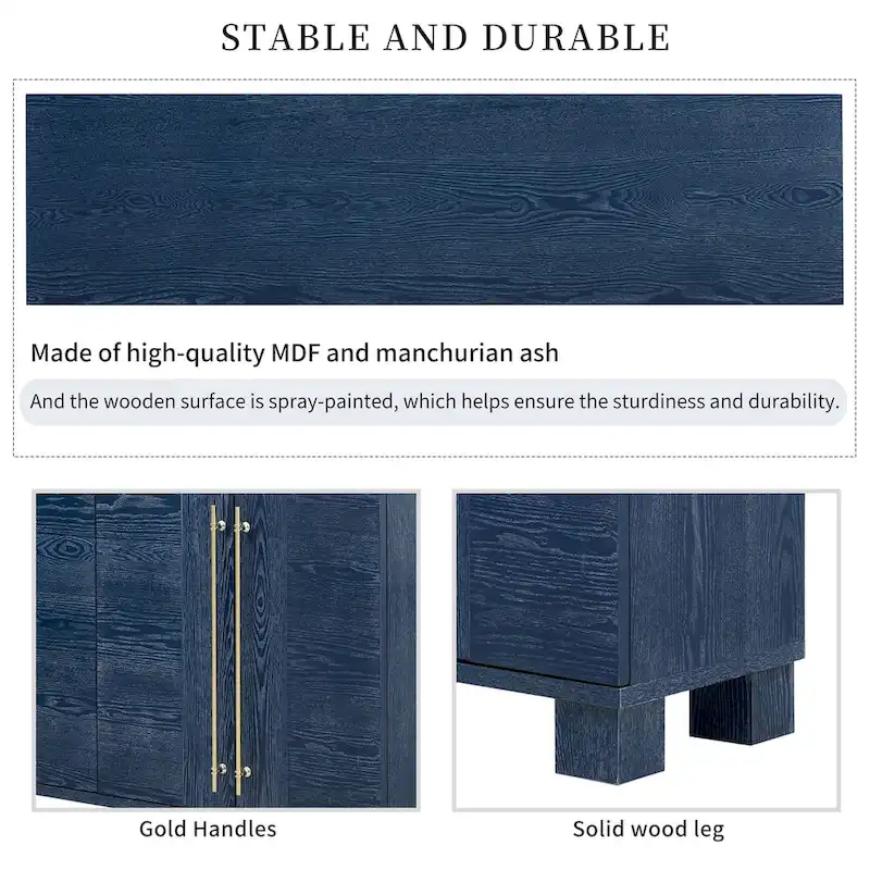 Wood Traditional Style Sideboard with Adjustable Shelves