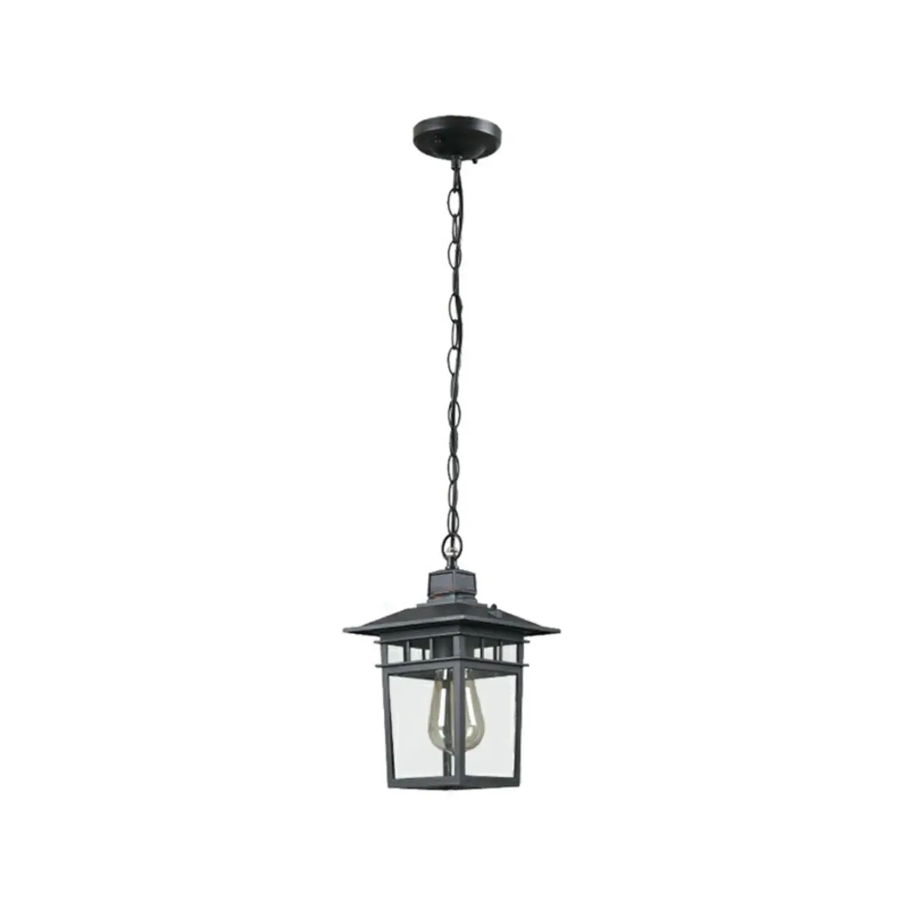 Industrial Black Metal Courtyard Pendant Lights in Adjustable