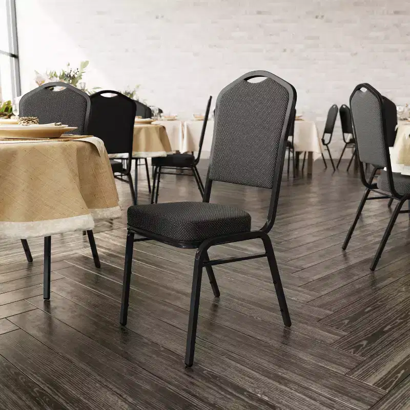 Black Crown Back Stacking Banquet Chair, Set of 4