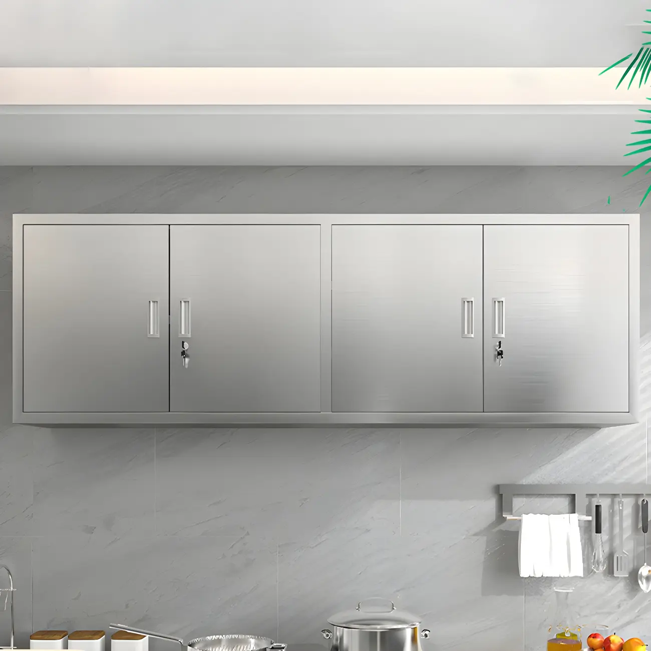 Adjustable Stainless Steel Wall-Mounted China Cabinet