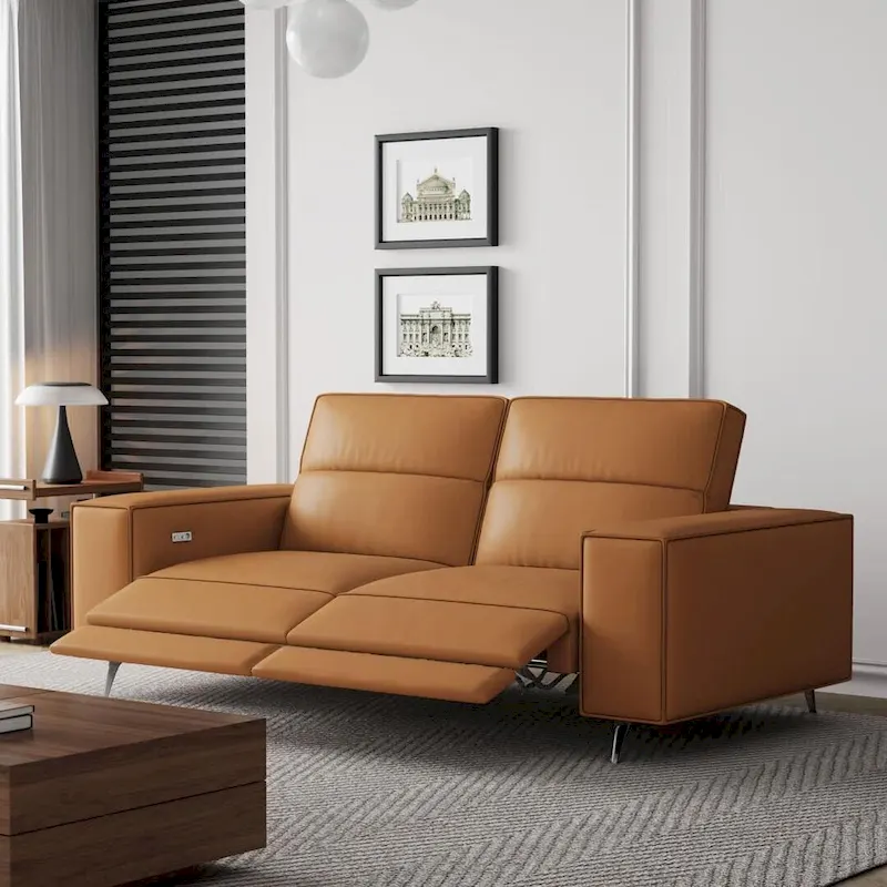 76.77  Modern Leather Recliner Sofa, Power Reclining, Adjustable, Ergonomic Design, Living Room Furniture