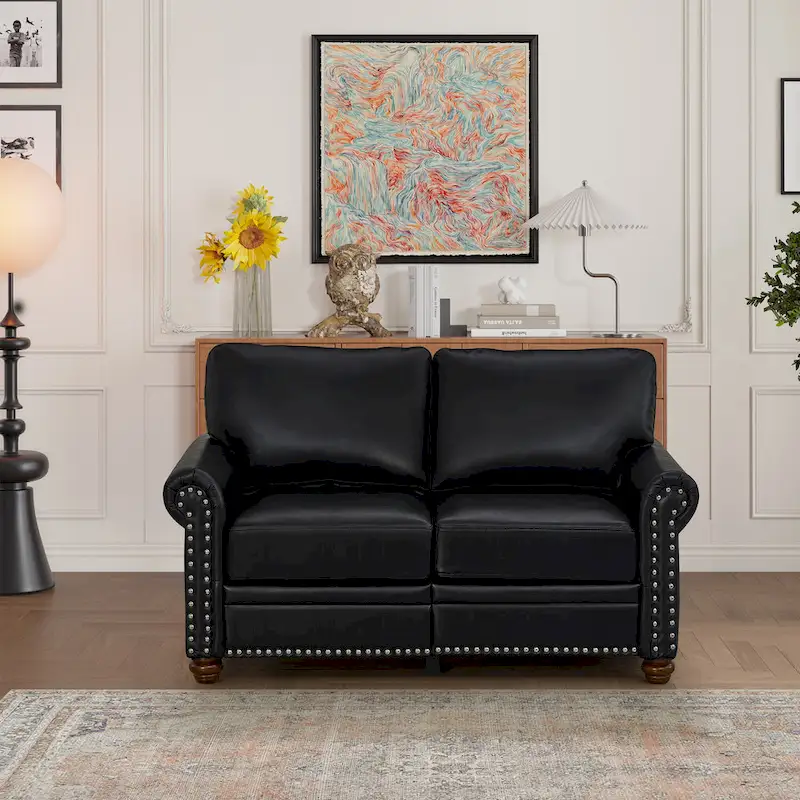 Living Room Faux Leather Sofa Loveseat