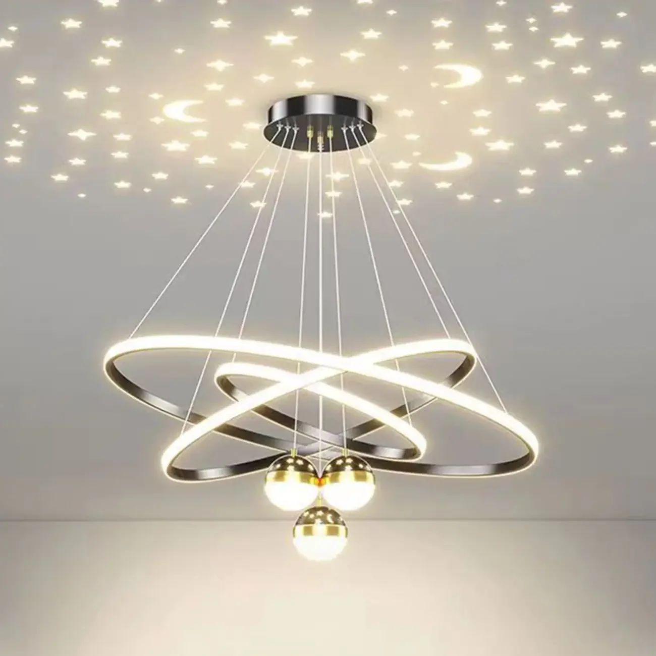 Circle Modern LED Starry Projection Chandelier