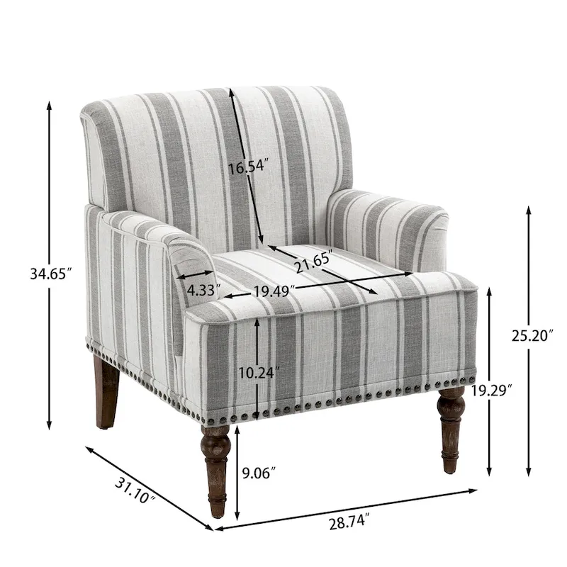 Modern Striped Accent Chairs with Arms