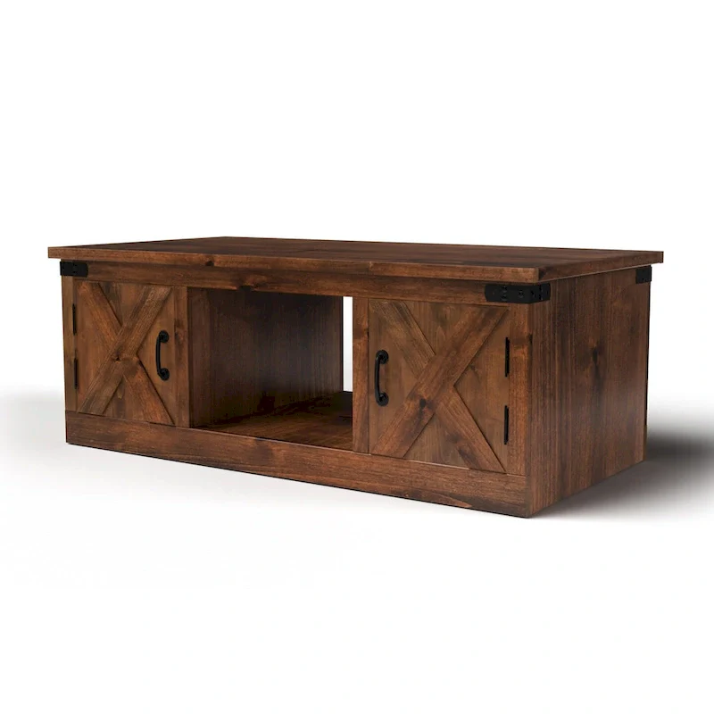 Bridgevine Home Farmhouse 48 inch Coffee Table, No Assembly Required, Aged Whiskey Finish