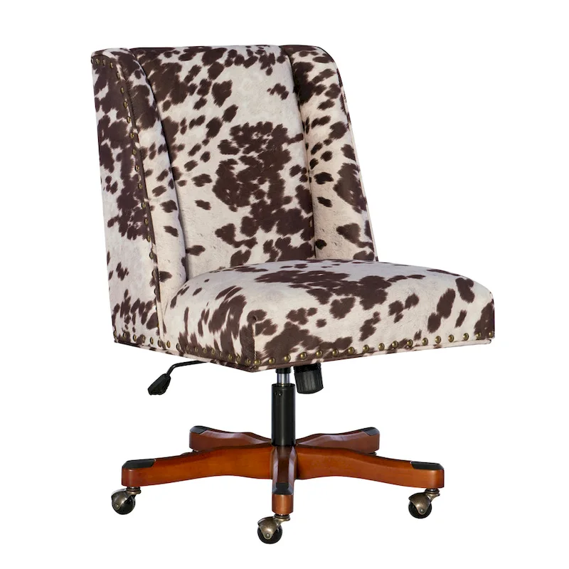 Brown & White Cow Print Plush Office Chair