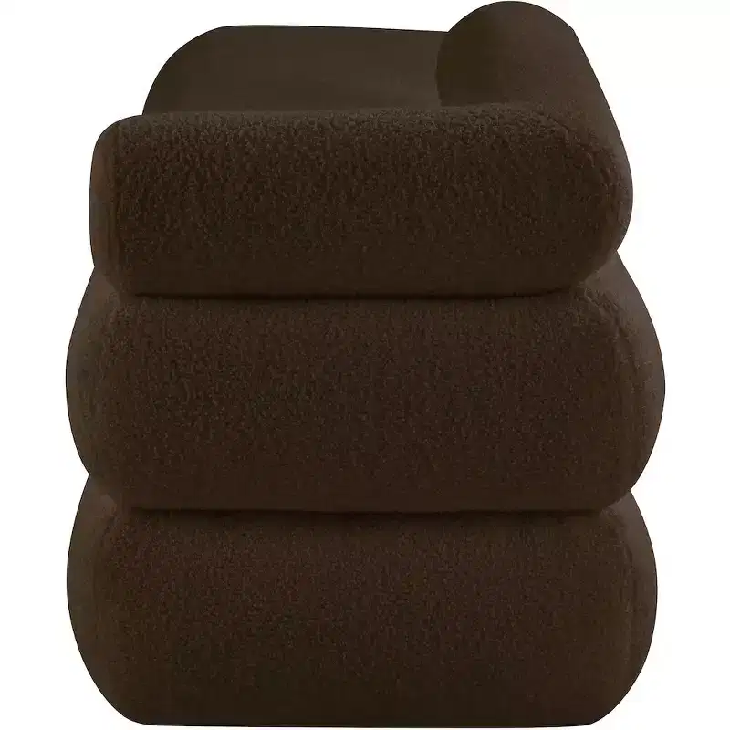 Meridian Furniture,Kennedy Faux Shearling Teddy Fabric Bench