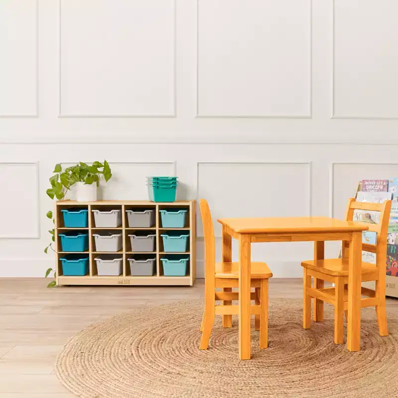 ECR4Kids 12 Cubby Mobile Tray Cabinet and 15 Scoop Front Bins, 3x4, Kids Furniture