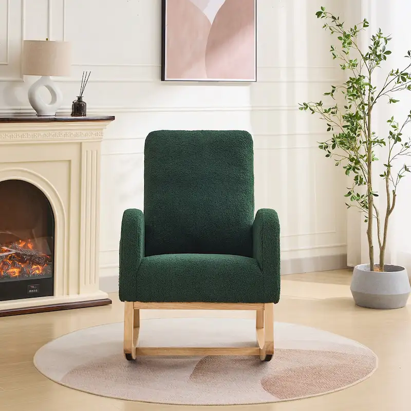 Upholstered Rocking Chair with Side Pockets