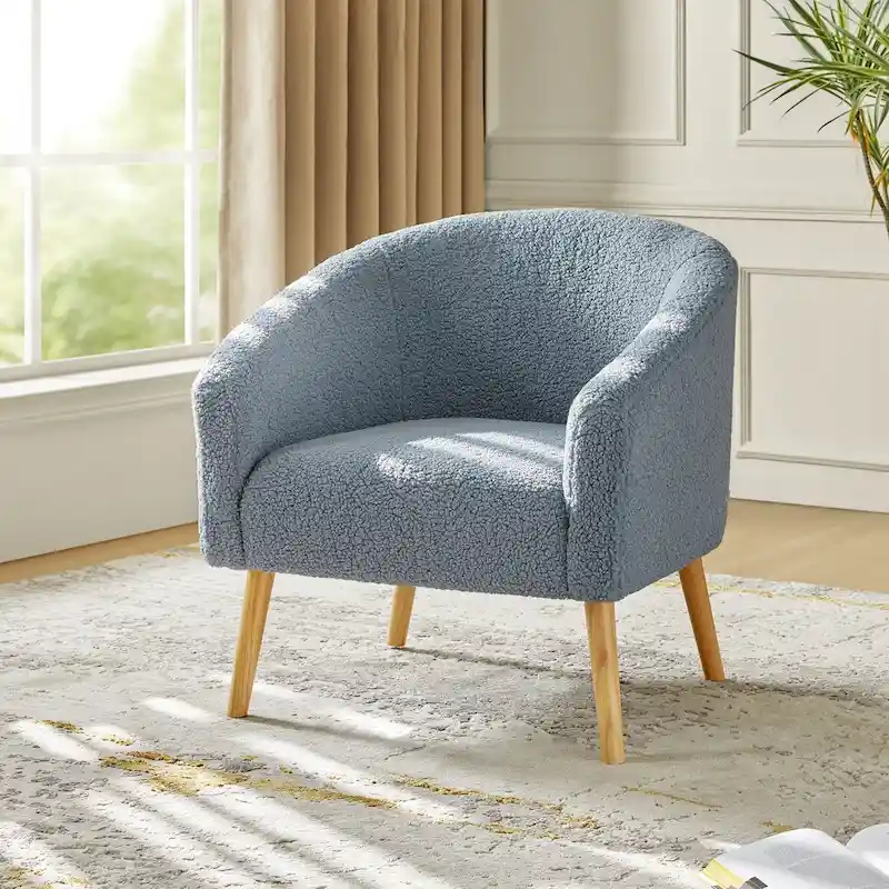 Sheila Modern 31W Boucle Armchair with Solid Wood Legs by HULALA HOME