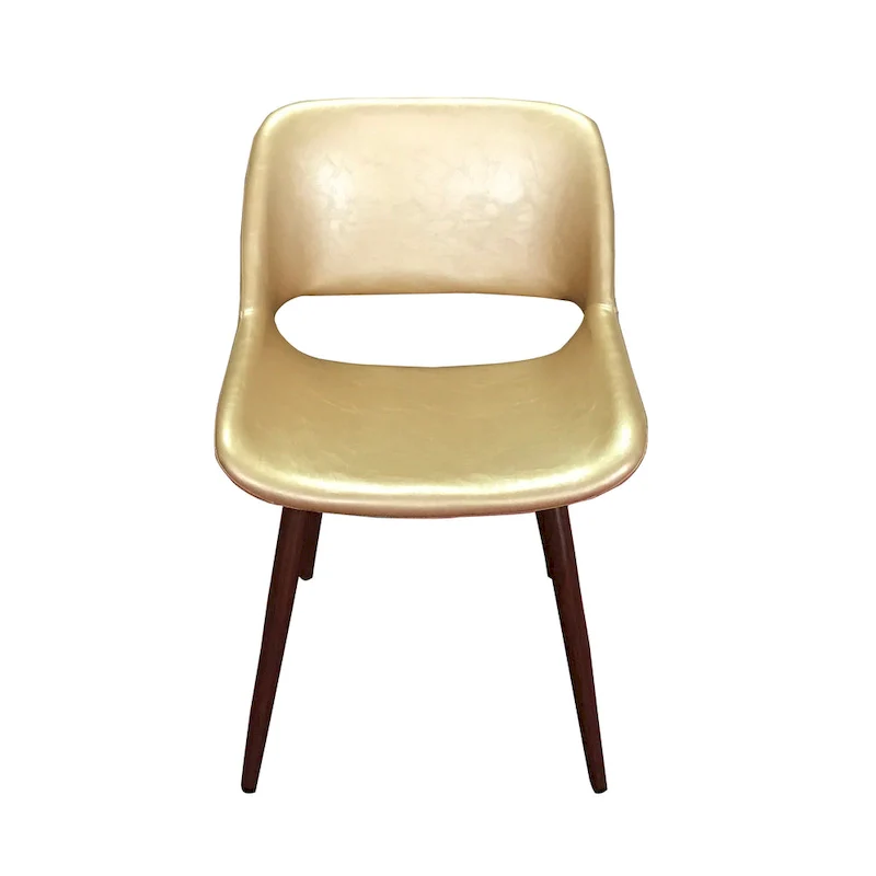 Langa Faux Leather Mid-Century Dining Chair with Metal Legs