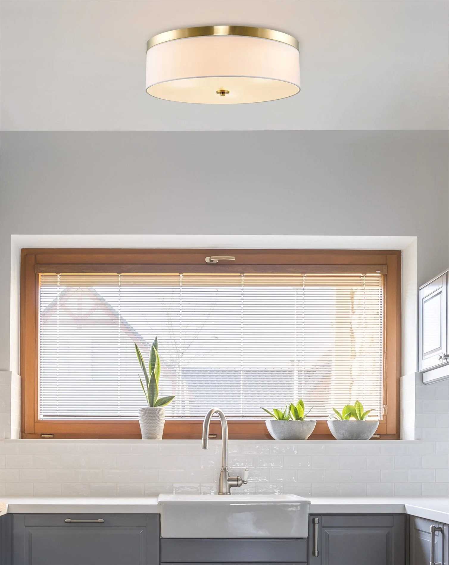 Walker 20 Large Mid-Century Modern 3-Light Flush Mount Ceiling Light