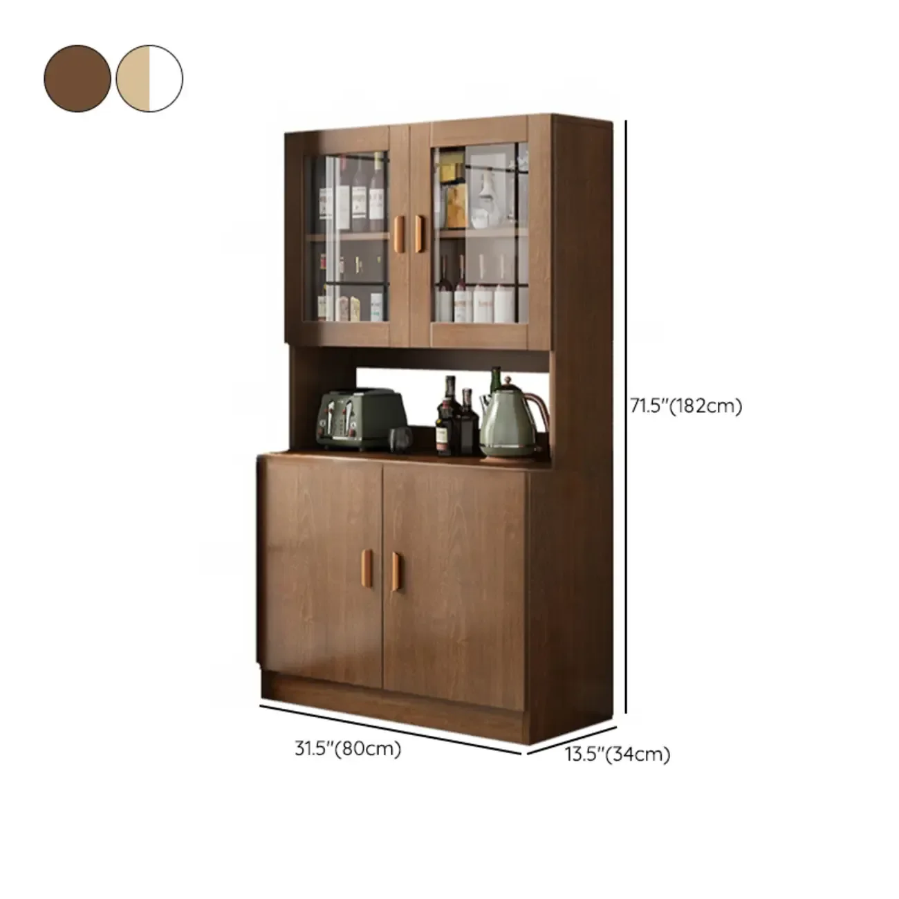 Modern Wooden Sideboard with Cabinets & Shelves