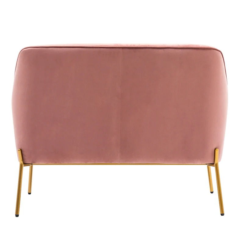 Kyler Loveseat Couch Sofa, Velvet Upholstery, Gold Chrome Legs