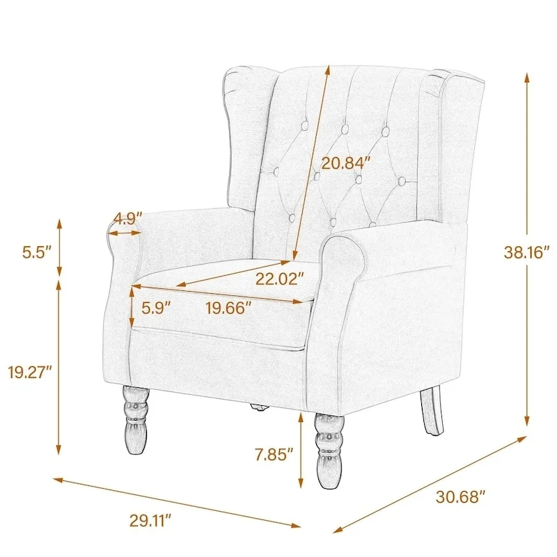 Button-Tufted Accent Club Chair Wingback Armchair Set of 2