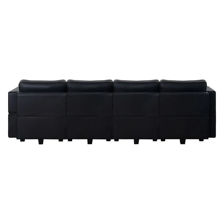 Modular U-Shaped 4 seater Air Leather Sofa with Adjustable armrest and Reversible Chaise