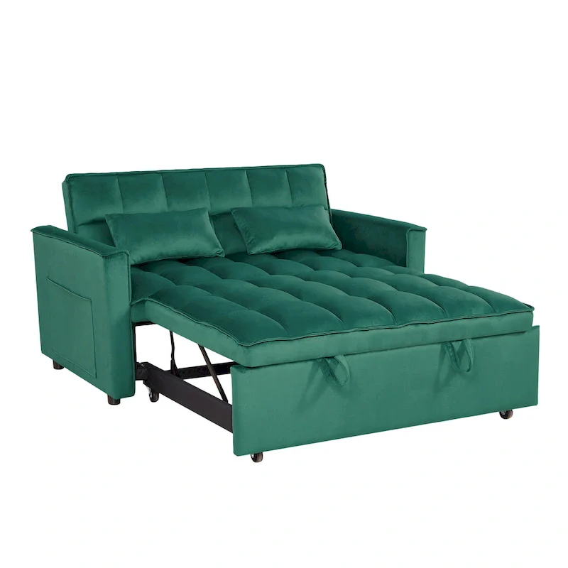 Modern Convertible Futon Sofa Bed,Adjustable Backrest,Armrest Holders