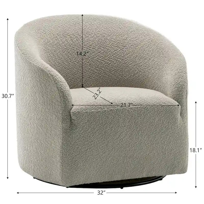 KINWELL 32 W Boucle Upholstered Swivel Barrel Armchair (Set of 2)