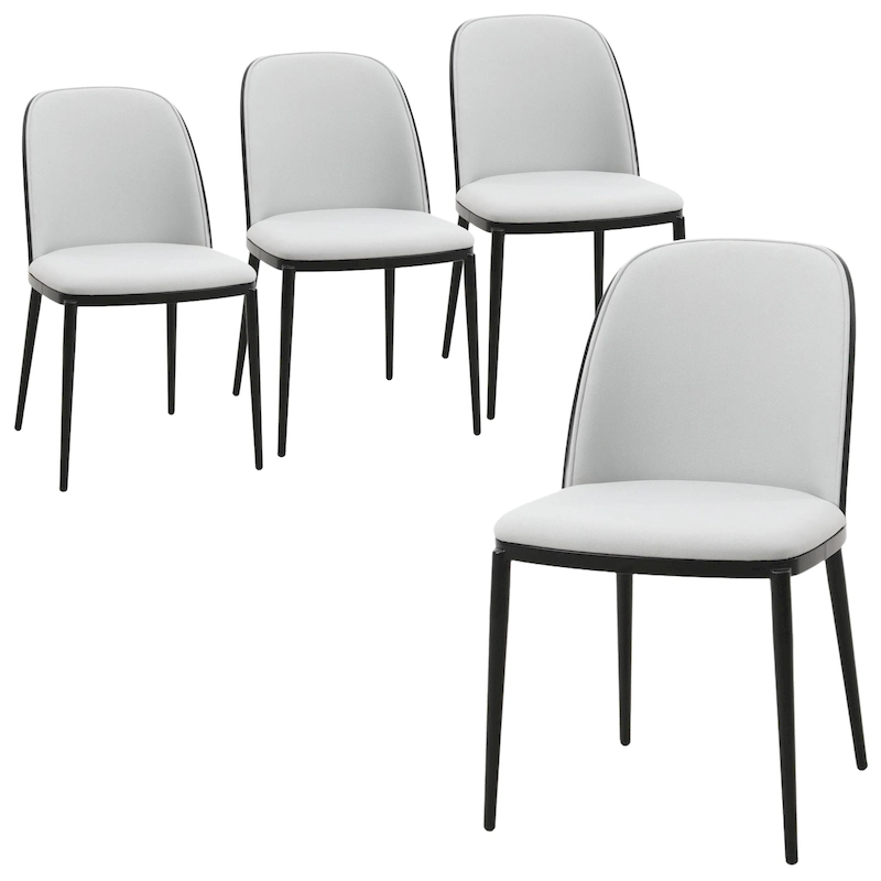 Dining Chair with Upholstered Seat Side Chair with MDF Wood Frame in Steel Set of 4